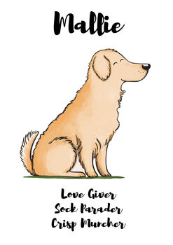 Golden Retriever Personalised Dog Personality Print, 2 of 3