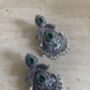 Emerald Green Stone Oxidised Indian Earrings, thumbnail 5 of 6
