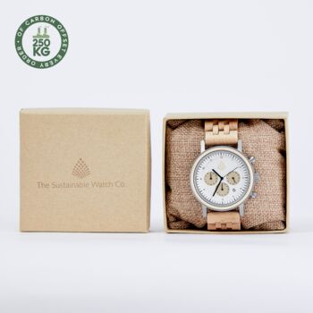 The White Cedar: Handmade Wood Vegan Wristwatch For Men, 2 of 8