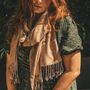 Gold Vintage Lace And Paisley Pashmina With Tassels, thumbnail 1 of 6