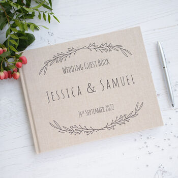 Personalised Leaf Design Wedding Guest Book, 2 of 7