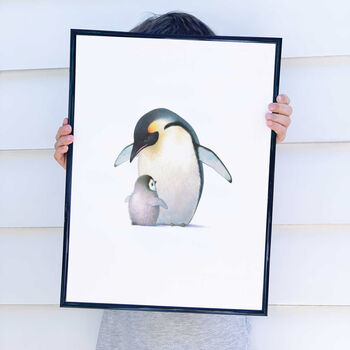Illustrated Children's Wall Art Print Penguin And Chick, 3 of 4