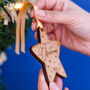 Baby's First Christmas Star Decoration, Solid Beech, thumbnail 3 of 9