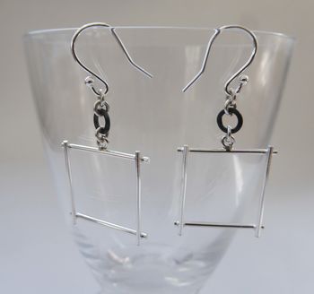 Silver Square Drop Earrings, 4 of 9