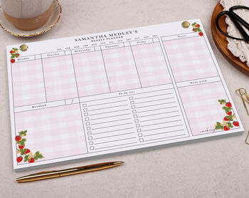 Strawberry Personalised Weekly Planner Desk Pad, 3 of 4