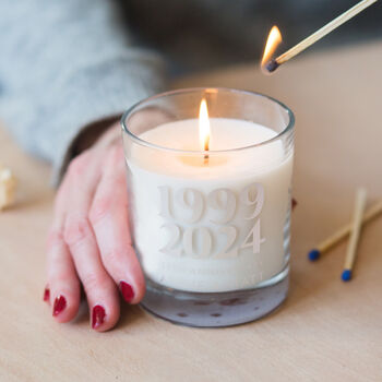 25th Silver Anniversary Dates Personalised Candle, 4 of 4