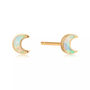 14k Solid Gold Opal Moon Stud Earrings, thumbnail 2 of 5