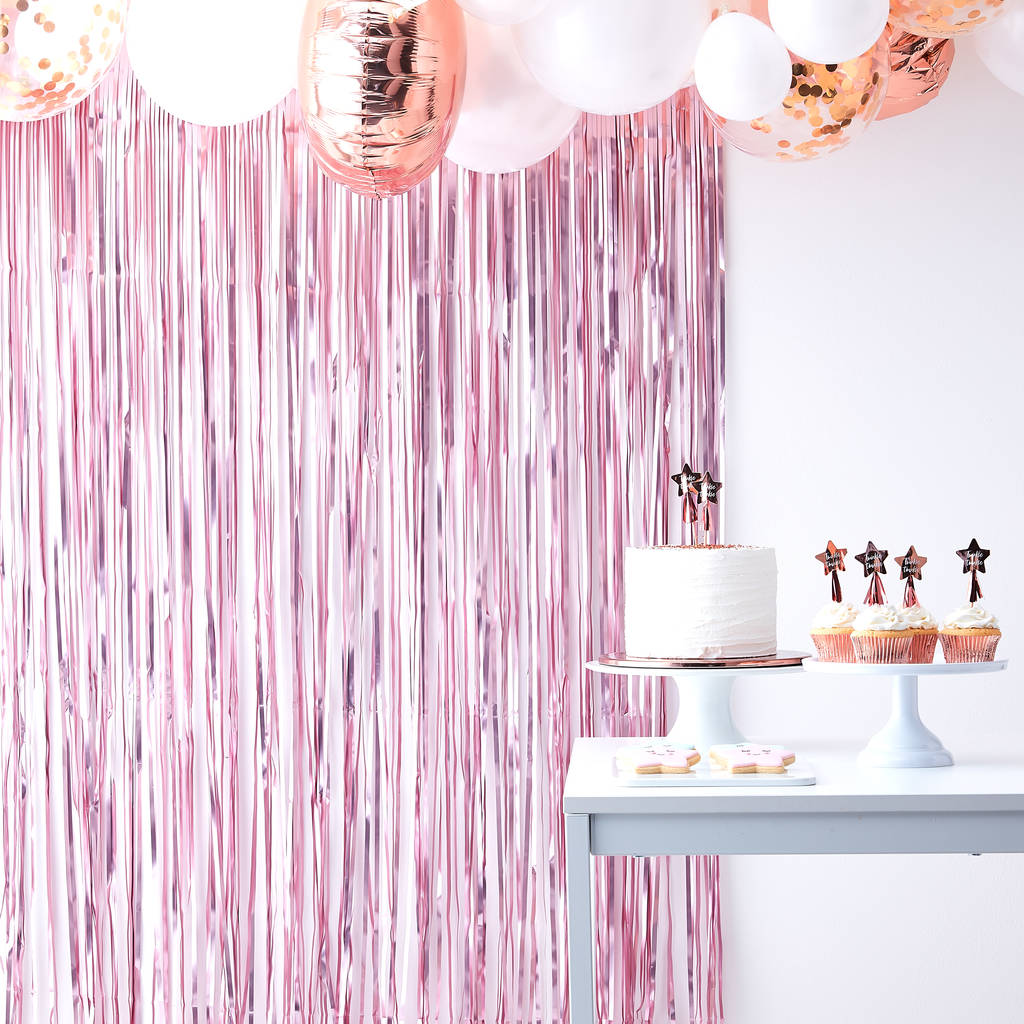 Matte Pink Fringe Curtain Party Decoration, 1 of 3