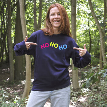 Neon Rainbow Ho Ho Ho Christmas Sweatshirt Jumper, 5 of 6