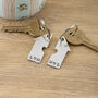 Housewarming Gift House Shaped Pair Of Personalised Keyrings With Cutout Heart, thumbnail 2 of 6
