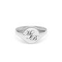 Triple Script Initial Silver Round Signet Ring, thumbnail 1 of 5