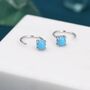 Sterling Silver Genuine Turquoise Threader Hoop Earrings, thumbnail 1 of 12