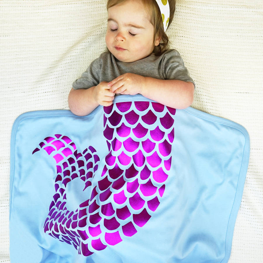 personalised baby mermaid blanket by sparks and daughters