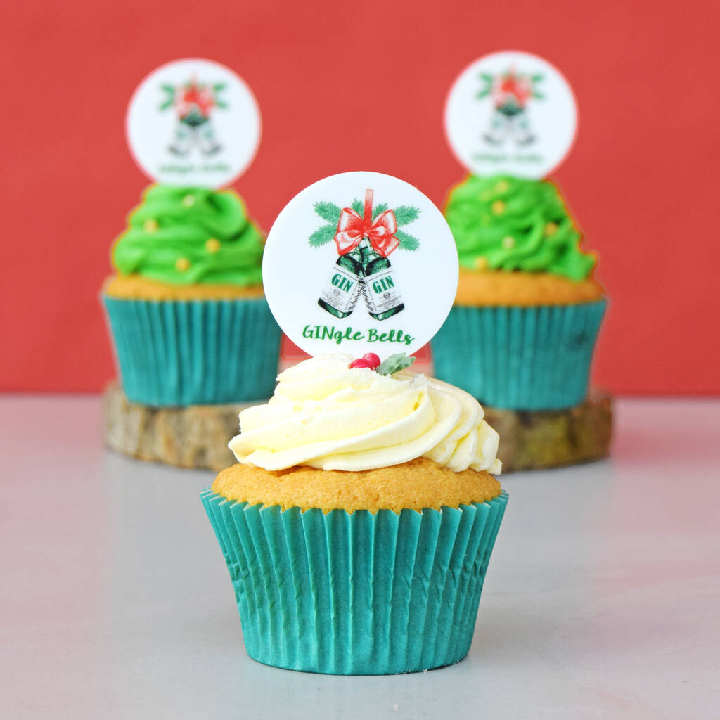 'Gingle Bells' Funny Gin Christmas Cake Toppers By Of Life & Lemons