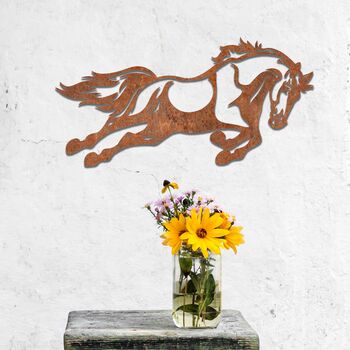 Rusted Metal Horse Jumping Horse Wall Art Decor, 9 of 11