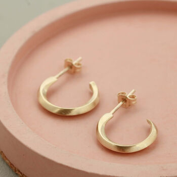 9ct Gold Curved Small Hoop Earrings, 4 of 12