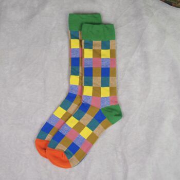 Colourful Check Mid Calf Length Socks, 3 of 3