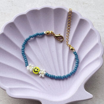 Smiley Face And Daisy Glass Miyuki Seed Bead Bracelet, 10 of 12