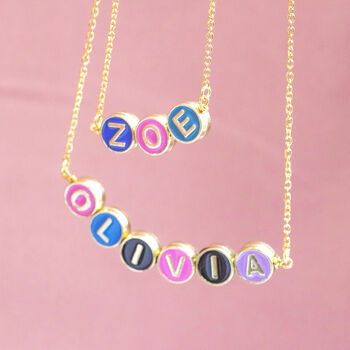 Personalised Enamel Disc Name Necklace, 5 of 8