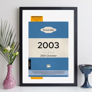 Personalised 21st Birthday Print 2003 Book Cover Gift, 10 of 12