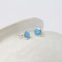 Handmade Blue Opal Silver Stud Earrings, thumbnail 1 of 8