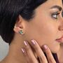Rose Gold Plated Opal Turquoise Gemstone Stud Earrings, thumbnail 3 of 4