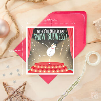 Snow Business Funny Pun Snowman Christmas Greeting Card, 2 of 4