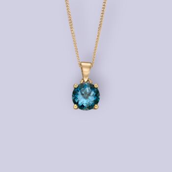 Genuine London Blue Topaz Necklace In 9ct Gold, 12 of 12