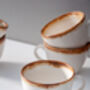 White Set Of Six Handmade Porcelain Tea Cup With Saucer, thumbnail 8 of 12