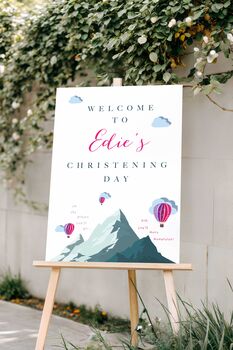 Personalised Hot Air Balloon Christening Day Welcome Sign, 3 of 3