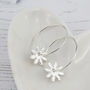 Sterling Silver Daisy Charm Hoops, thumbnail 9 of 11