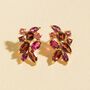 Large Red Gemstone Cluster Earrings In Sterling Silver And Gold, thumbnail 4 of 12