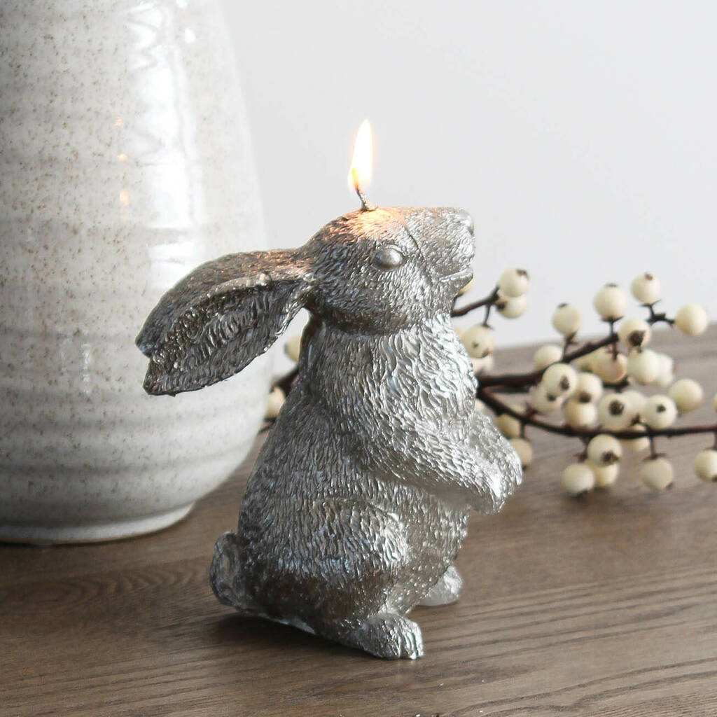 large silver rabbit candle by marquis & dawe | notonthehighstreet.com