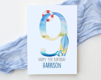 Personalised Children's Birthday Card Surfing, 3 of 6