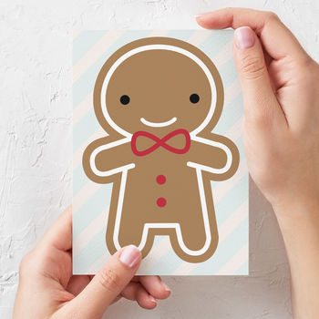 Cookie Cute Kawaii Gingerbread Man Card, 2 of 5