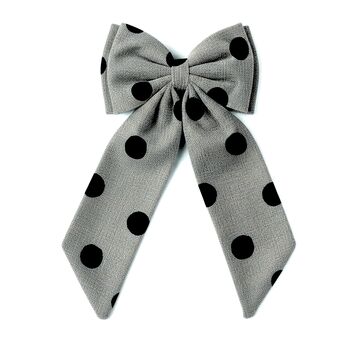 Sustainable Lrg Linen Polka Dot Bow Hanging Christmas Decoration, 9 of 12