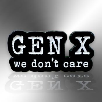 Tiny Gen X We Don't Care Tie Or Lanyard Pin, Gifts For Middle Aged Men, 50th, 60th Birthday, 3 of 8