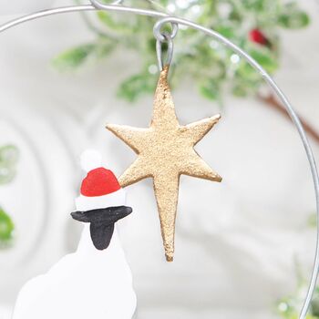 Christmas Sheep With Gold Star Tree Decoration, 2 of 3