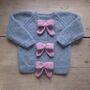 Hand Knitted Personalised Alpaca Bow Cardigan, thumbnail 2 of 12