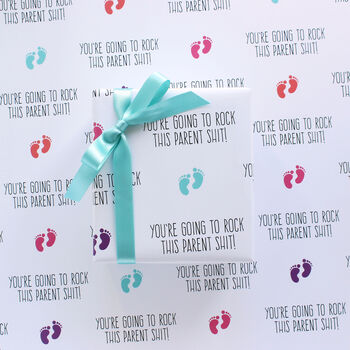 Rock This Parent Shit New Baby Wrapping Paper, 2 of 7
