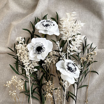 Paper Anemone Bouquet With Preserved And Dried Foliage, 5 of 5