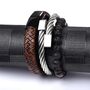 Triple Leather Bead And Steel Bracelet Combo Set, thumbnail 3 of 5
