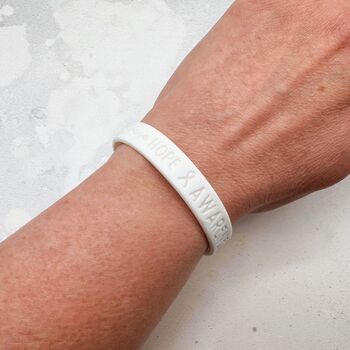 White Awareness Ribbon Bracelet Wristband, 2 of 8