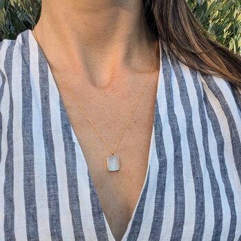 The Rectangle Moonstone Necklace, Gold Plated, 6 of 6