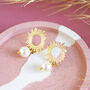 Sun Earrings With Pearl Drop Detail, thumbnail 1 of 9