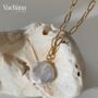 Cultured Freshwater Keshi Pearl Paperclip Necklace, thumbnail 3 of 5