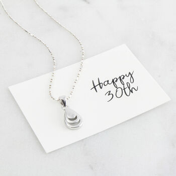 Silver Teardrop 30th Birthday Pendant Necklace, 5 of 8