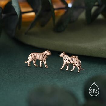 Sterling Silver Tiny Tiger Stud Earrings, 5 of 12