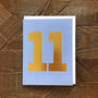Mini Gold Foiled Number Eleven Card, thumbnail 3 of 5