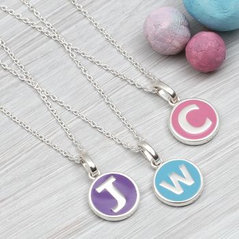 Sterling Silver And Enamel Initial Necklace, 4 of 10